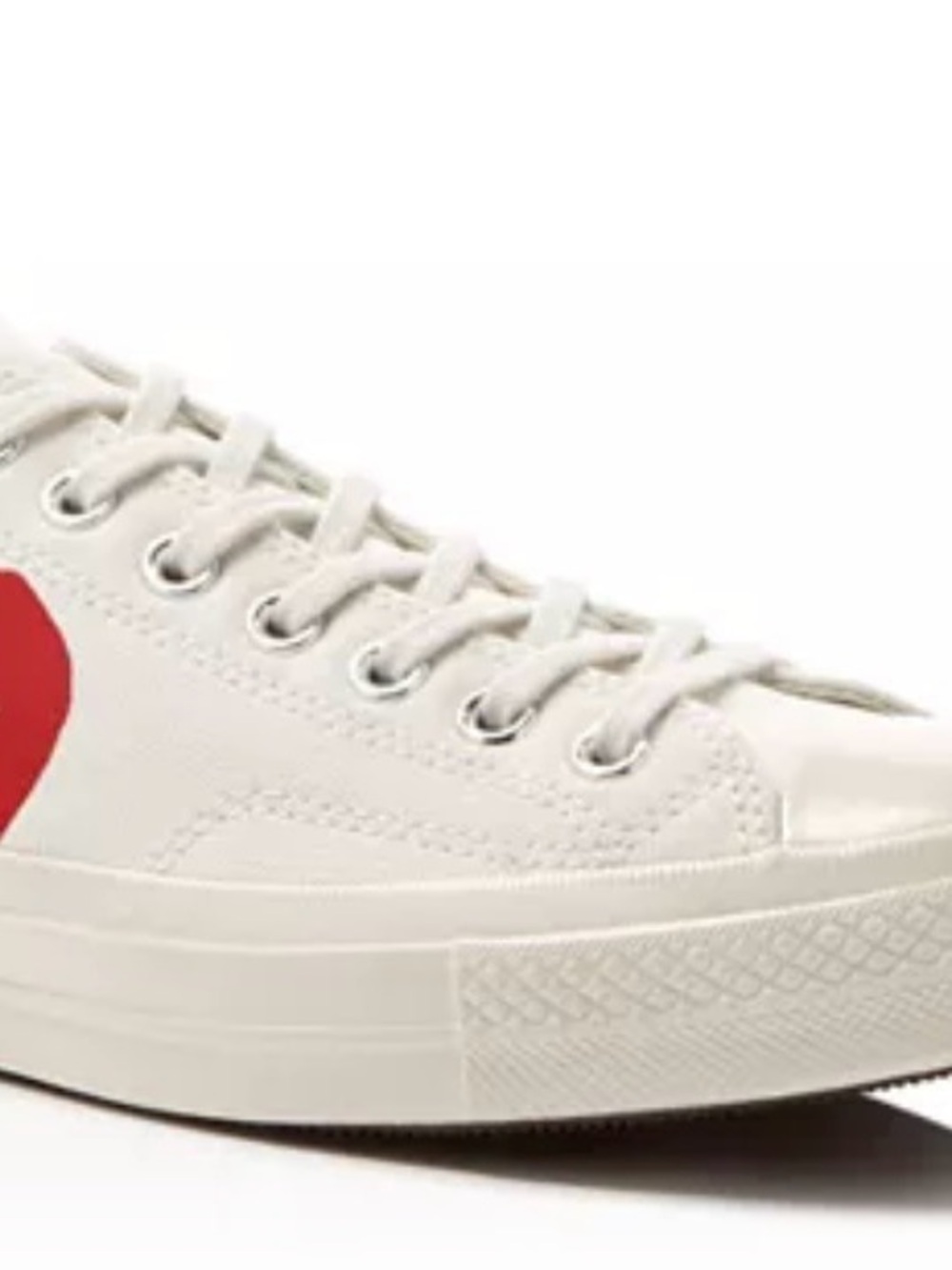 Converse PLAY Low Top Sneakers in Off-White with Comme des Garcons Red Heart